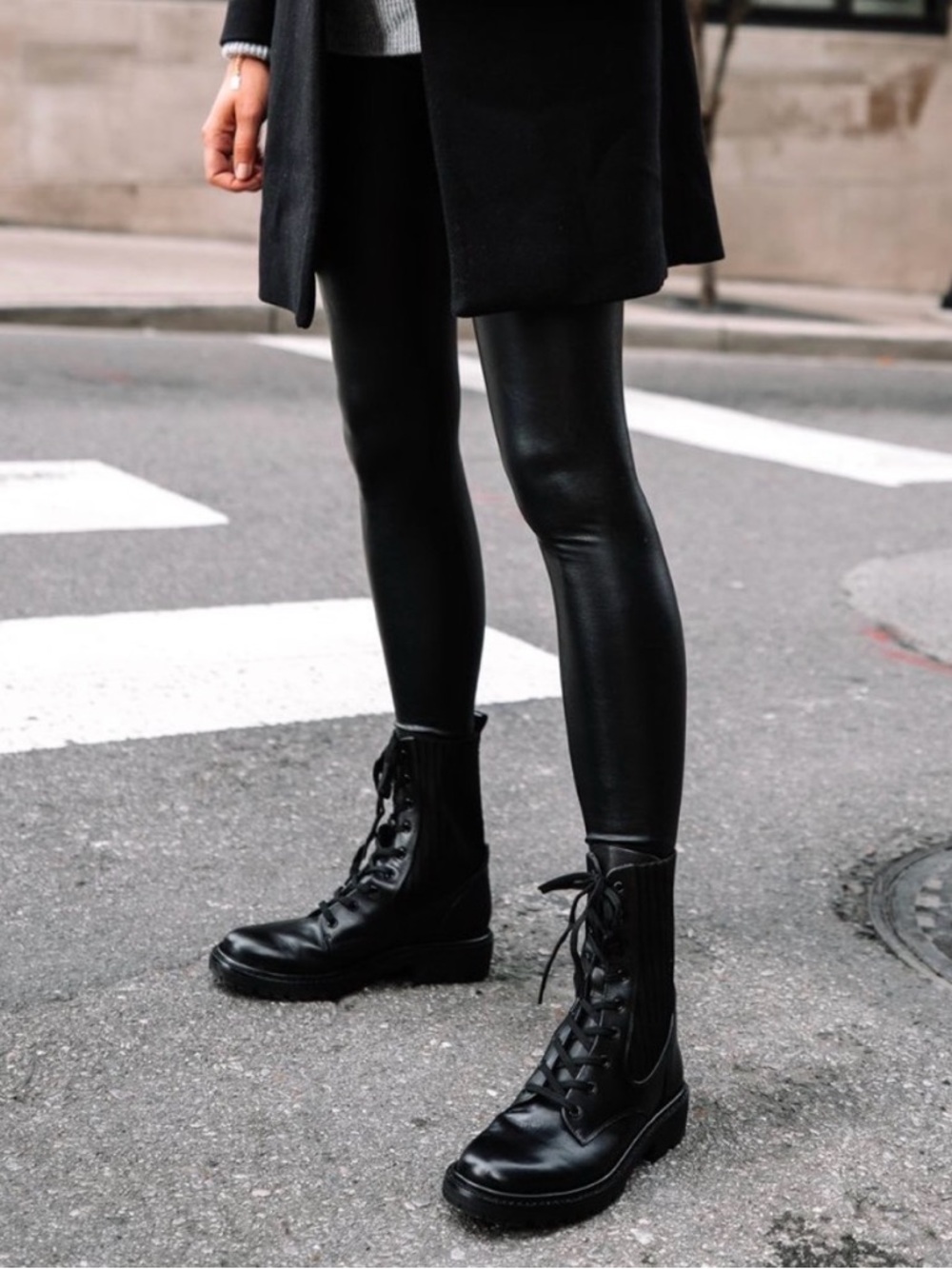 Sam Edelman Black Lace-Up Combat Boots